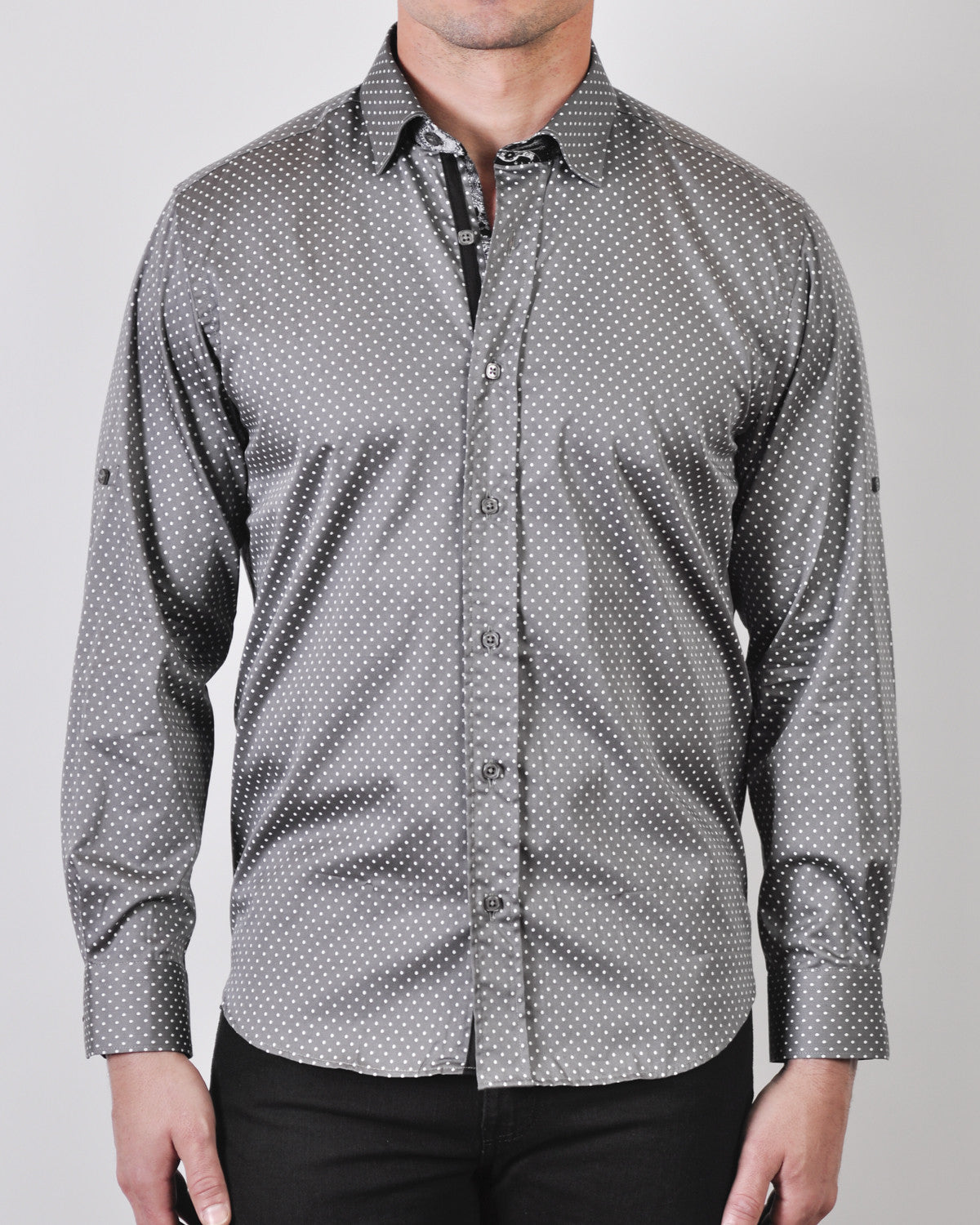 gunmetal grey dress shirt Men's Dress Shirt Long Sleeve 4-Way Stretch Wrinkle Free Grey Formal Shirt XL